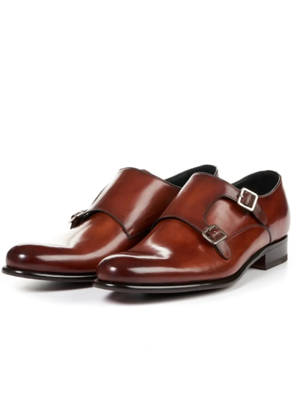 Paul Evans Double Monk Strap Brown Leather Shoes in Size 10